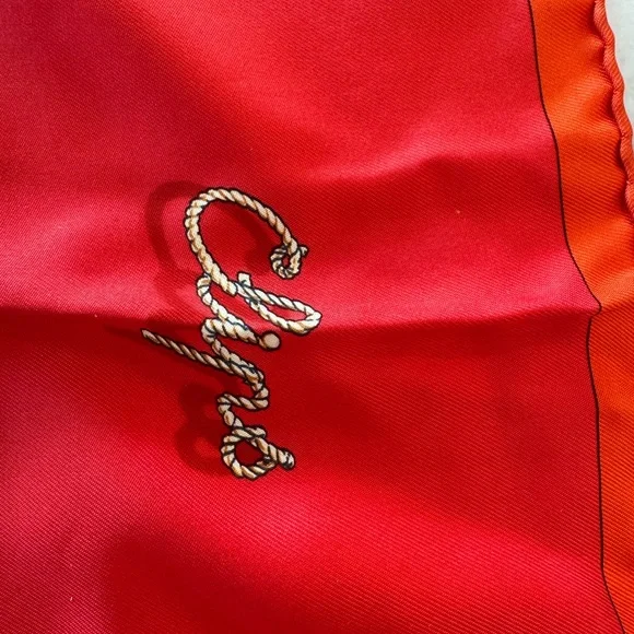 Hermes Red Silk Scarf